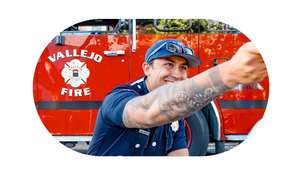 Fireman from Vallejo showing that VIP Fiber is about caring for the community